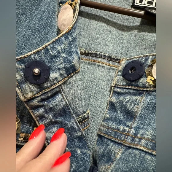 Berek Blue Jean Jacket with Colorful Embellishments woman size 3X pit 26”L 27” - Picture 8 of 11